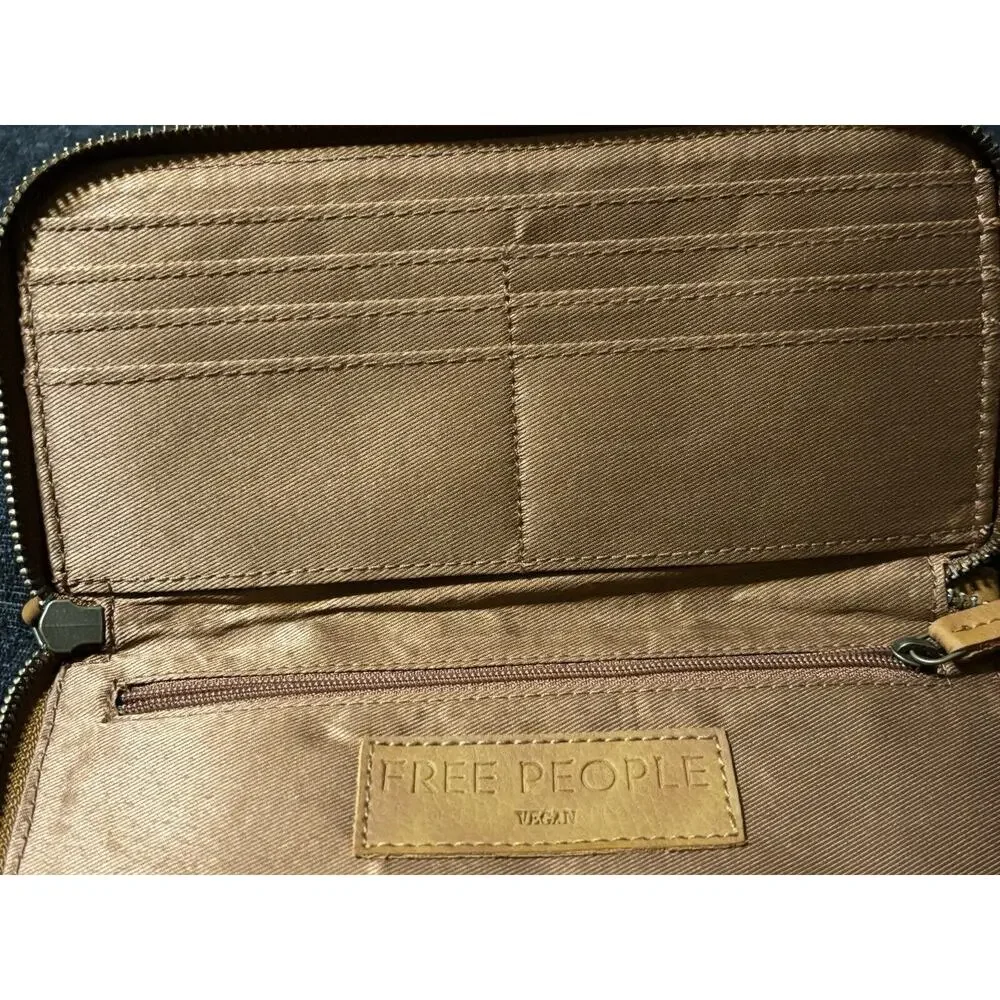 FREE PEOPLE - Brown Tan Distressed Vegan Wallet EUC MSRP $58 New